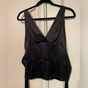 Theory Black Silk V Wrap Top